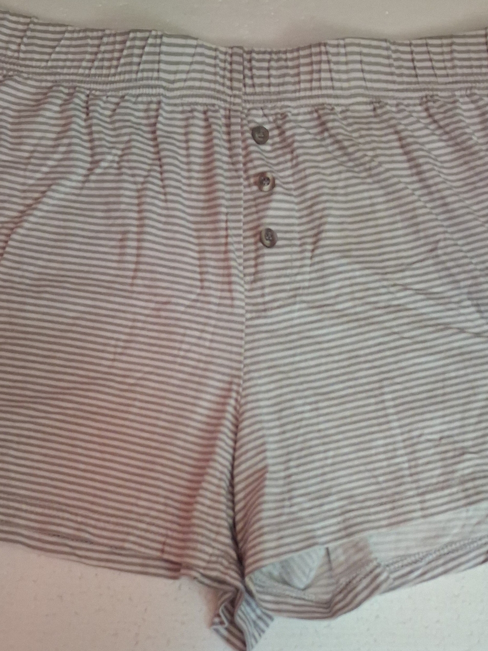 Rae Dunn Gray and White Striped Athletic Lounge Shorts